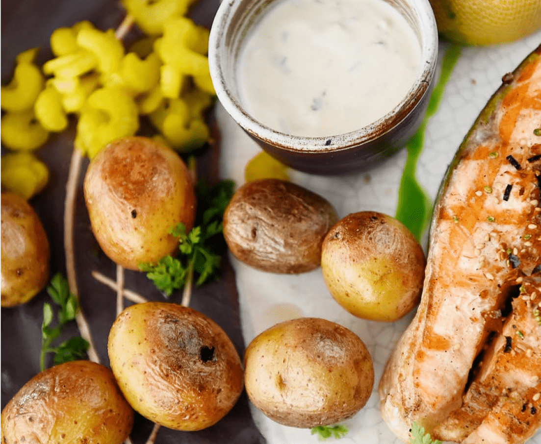 Poulet caprese avec pommes de terre ecrasees